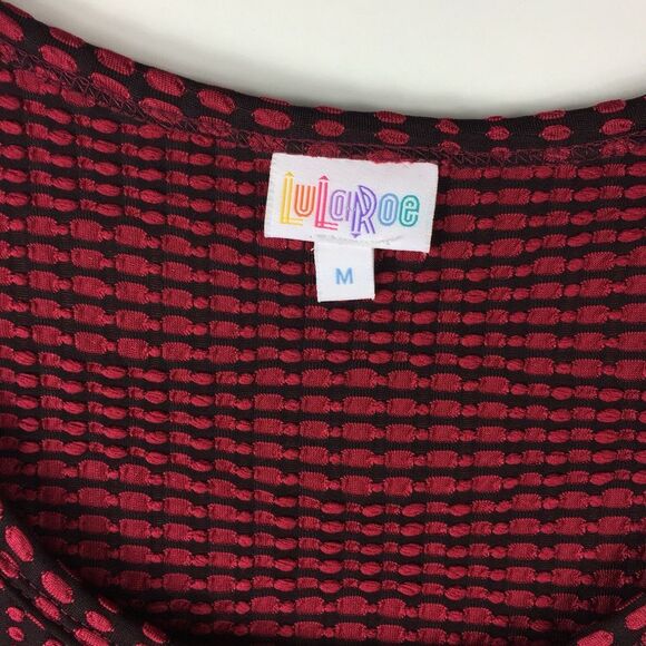 Lularoe Dress Med Red Black Stretchy Comfortable Short Sleeve - Picture 3 of 5